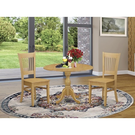 East West Furniture 3 Piece Dublin Kitchen Dining Table Set - Oak DMVA3-OAK-W